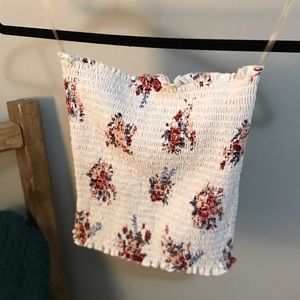 White Floral Tube Top